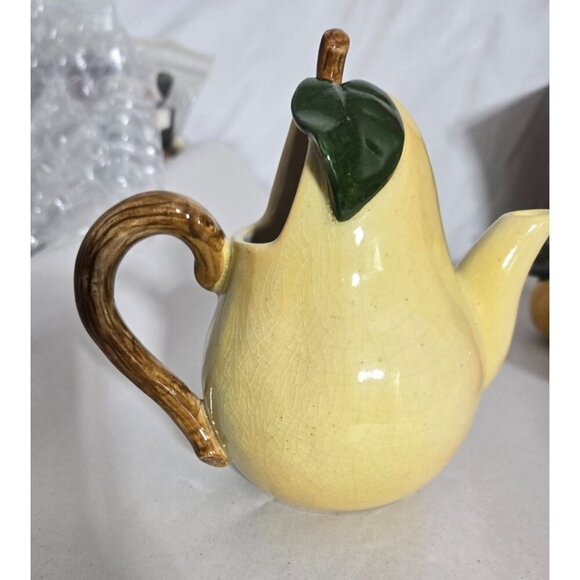 Fruit Teapot & Salt Pepper Shakers Set Apple Pear Kitchen Decor Ceramic - Picture 4 of 16